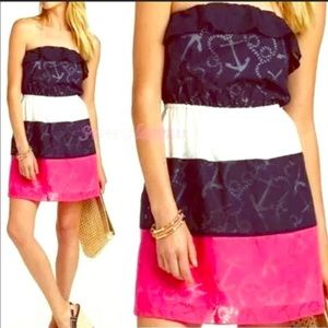 Lilly Pulitzer Color Block Anchor Strapless Libby Dress
